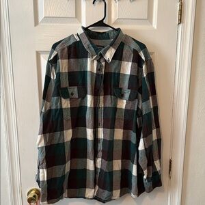 Men's Green and Brown Plaid Shirt